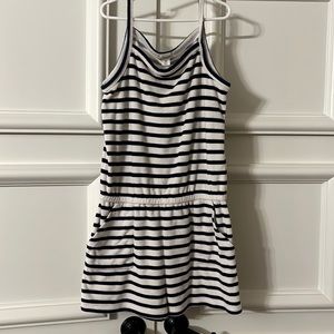 Girls Crewcuts terrycloth romper navy/white size 10